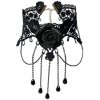 B-TOP Dámsky náhrdelník choker GOTHIC s ružou - čierna