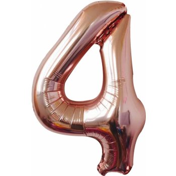 PartyDeco Fóliový balón narodeninové číslo 4 ružovo zlatý