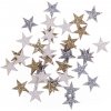 Drevené ozdobné výrezy 1,4cm 36ks - metalické hviezdy