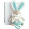 Doudou Darčeková sada - Plyšový zajačik hrajúci melódiu 20 cm tyrkysový