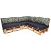 Golden Garden Paletové sedenie GG07 - Podsedáky a Vankúše 3ks × 120/80/15 + 3ks x 120cm/40cm/15cm + 1ks 60/40/15 - modrá / vtáči