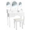 tectake 402074 kozmetický toaletný stolík barok zrkadla a stolička - biela