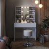 Livinity Toaletný stolík Livinity® Alexa, 93 cm, s LED osvetlením a stoličkou, biely