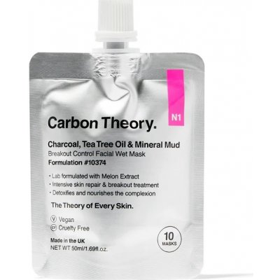 Carbon Theory Minerálna bahenná maska Charcoal, Tea Tree Oil & Mineral Mud Breakout Control (Facial Wet Mask) 50 ml