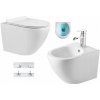 Mexen LENA Rimless, závesná WC misa so sedátkom + bidet, biela, 30224000+35224800