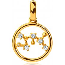 Šperky eshop Prívesok zo 14K žltého zlata súhvezdie zverokruhu Strelec kruh číre zirkóny S2GG242.19