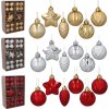Sada vianočných ozdôb 47 ks v červenej, zlatej a striebornej farbe (4–6 cm)