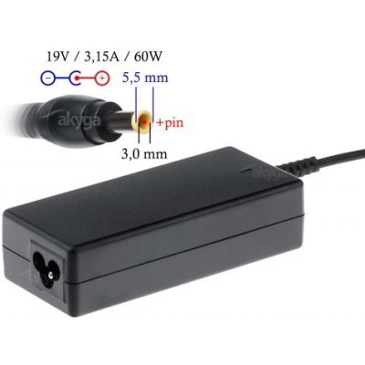 Napájecí zdroj Akyga AK-ND-13 19V/3.15A 60W 5.5x3.0mm + pin - neoriginální (AC adaptér, nabíječka, napájecí zdroj vhodný pro notebooky Samsung)