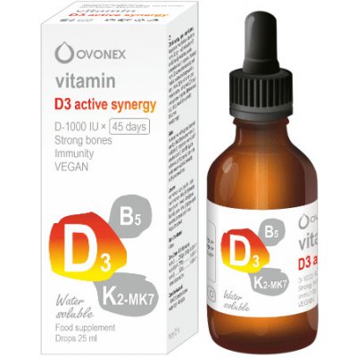 Vitamín D3 + K2-MK7 + B5 Active Synergy kvapky 25 ml