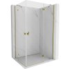 Mexen Mist-H Duo, 2-krídlový výklopný sprchový kút 80 x 100 cm, číre sklo, zlatý lesklý profil, 8A5-080L-100P-50-00