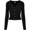 Ladies Short Rib Knit Cardigan - black XS