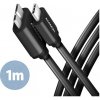 AXAGON BUMM3-CM10AB, SPEED kabel Micro-B USB - USB-C, 1m, USB 3.2 GEN 1, 3A, ALU, tpe, černý