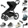 Set 10v1 Thule Urban Glide 4-wheel Black + madlo + vanička Soft beige + pláštenky a moskytiéry Thule + Autosedačka Thule Maple Mid Blue s ISOFIX základňou Thule Alfi a adaptérmi