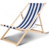 Yakimz Deckchair Beach Lounger Relax Lounger Self-Assembly Drevené plážové kreslo Skladacie modré biele