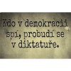 Kdo v demokracii spí, probudí se v diktatuře - ceduľa 30cm x 20cm Plechová tabuľa