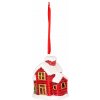 Dekorácia MagicHome Vianoce, Domček, LED, terakota, závesný, 5,5x5x7,2 cm