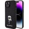 Karl Lagerfeld Pevný kovový Ikonik s trblietkami iPhone 15 čierne