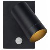 Lucide 09831/01/30 vonkajšia nástenná lampa Taylor 1x5W | GU10 | IP54 - čierna, bodová, nastaviteľná, pohybový senzor