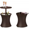 Bar Keter® COOL BAR RATTAN, hnedý, multifunkčný, záhradný stôl, okrúhly, 490x490x570/820 mm