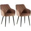 Design-Shop Set 2 jedálenských stoličiek Monett B - zamat, čierny rám - hnedá