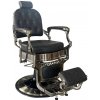 Retro barber kreslo CEZANNE BRONZ - semišovo čierna