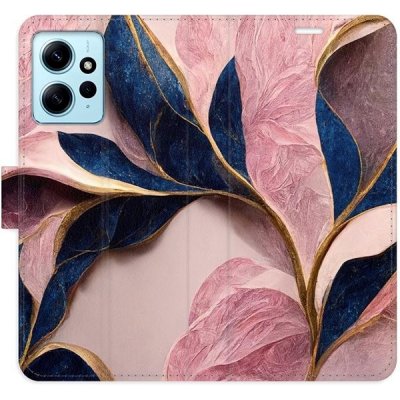 iSaprio flip Pink Leaves Xiaomi Redmi Note 12 5G