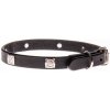 COBBYS PET Obojok z pravej olejovej kože zdobený striebornými kockami 15mm/45cm