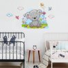 INSPIO Nálepka Nálepky na stenu- Modrý medveď na obláčiku 70x90 zvieratá, medvede a sovy modrá, zelená, žltá, červená, sivá, ružová, fialová, plnofarebný motív