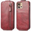 Peňaženkové kožené puzdro Zipper na Motorola Edge 30 Fusion - Červená
