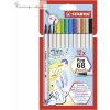 STABILO Pen 68 brush - prémiová fixka s variabilným hrotom - 12 ks v rôznych farbách