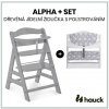 HAUCK Alpha+ set 2v1 drevená grey + poťah Teddy grey