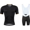 Force GOLD čierno-zlatý cyklistický dres + Force B38 čierne cyklokraťasy so šrákmi s vložkou - M