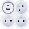 Solight Rozbočovač, 3x 15A, USB nabíjačka A+C, biely-sivý, vypínač (P106USBC)