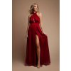 Eva & Lola Červené saténové šaty s rozparkom Veľkosť: L