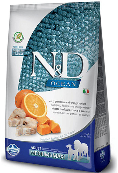 N&D Dog Ocean Pumpkin Adult Medium & Maxi Codfish & Orange 2,5 kg