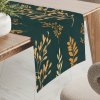 Biante Bavlnený behúň na stôl Sandra SA-742 Zlaté vetvičky s lístkami na tmavo zelenom 35x180 cm