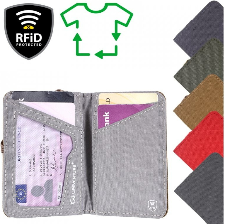 Lifeventure Peňaženka RFID CARD WALLET RECYCLED GREY CARD