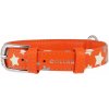 COLLAR Kožený obojok s hviezdami Glamour, 30-39cm/20mm, oranžová