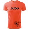 Judo nápis + postavy - Pánske tričko Fantasy športové - S ( Neónová oranžová )