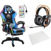 R8 Gamer Likeregal 920 modrá RGB Led (Akciový set: Herné kreslo+slúchadla+podložka pod stoličku)