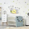 INSPIO Nálepka na stenu Macovia s menom Hviezdy hviezdy a oblaky, zvieratá, samolepky s menom, medvede a sovy zelená, sivá, plnofarebný motív