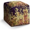 Sablio Taburet Cube Londýn Big Ben Flowers - 40x40x40 cm