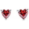 Postriebrené náušnice 925 Red Hearts