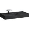 LAUFEN Kartell asymetrické umývadlo do nábytku s odkladacou plochou vpravo, s otvorom, bez prepadu, so skrytým odpadom, 900 x 460 mm, lesklá čierna, H8183380201111