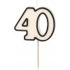 PartyDeco Narodeninová sviečka 40 Čierno-biela
