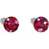 Strieborné náušnice pecka s kryštálmi Swarovski červené okrúhle 31336.3 Cherry