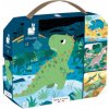 Janod Puzzle v kufríku 4v1 Dinosaury 6-9-12-16 ks