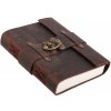 Leather Journals Kožený deník s popruhem a kovovou přezkou, tmavě hnědý, 18x13 cm