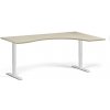 Ergonomický výškovo nastaviteľný stôl, 180x120 cm, 1 motor, L/P, biela podnož, dub prírodný