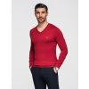 Ombre Men's elegant V-neck BASIC sweater with viscose - red tmavočervená XXL Ombre 5902228982067